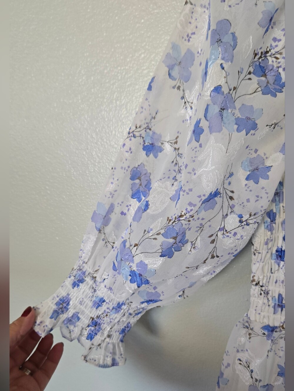 Baltic Born | Fabian Jacquard Blue Floral Midi Dress Size Large - Picture 10 of 14
